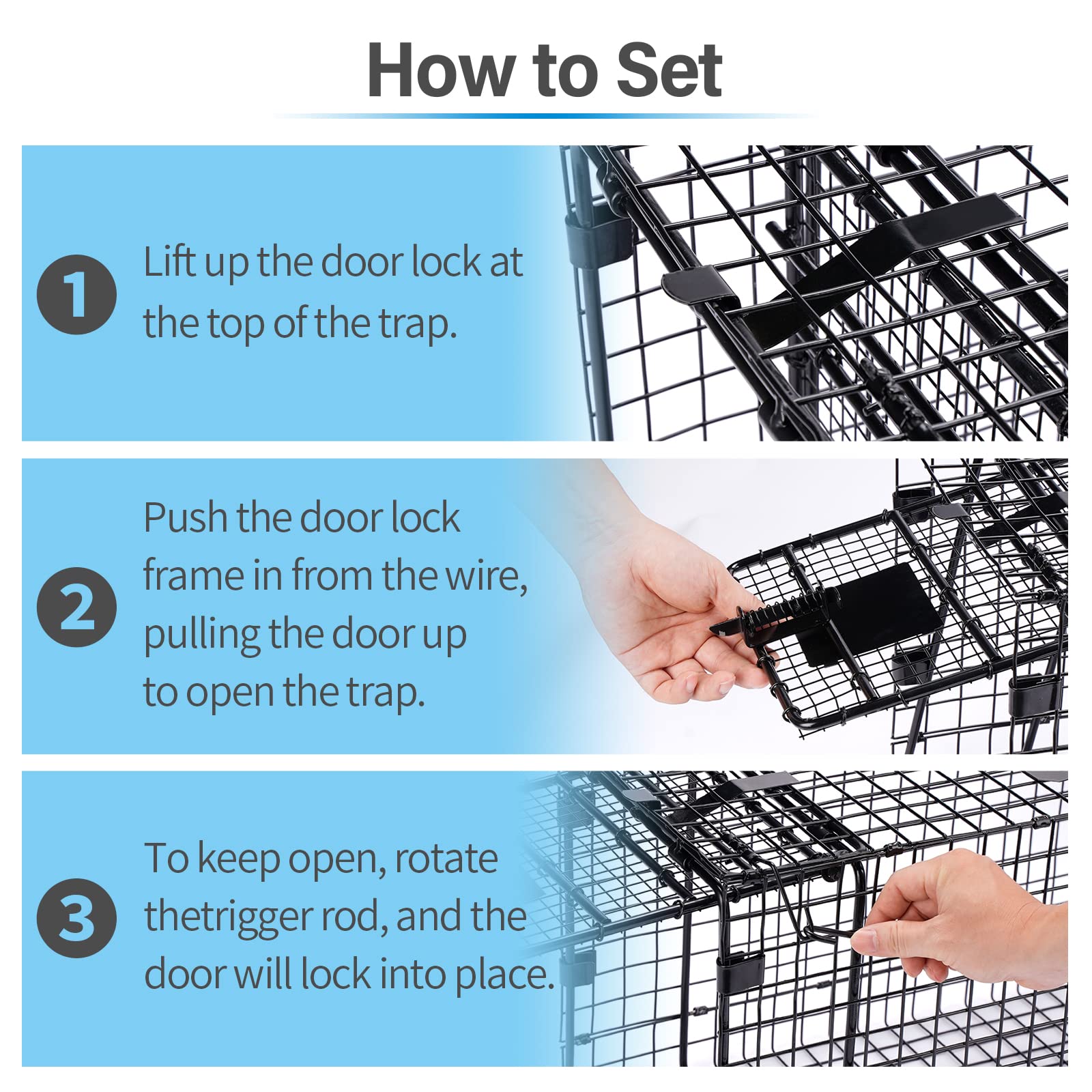 Humane Way Folding 32 Inch Live Humane Animal Trap - Safe Traps for All Animals - Raccoons, Cats, Groundhogs, Opossums - 32