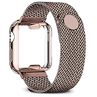 Case+Strap for Watch Band 40mm 44mm 38mm 42mm Plated case+Metal Belt Stainless Steel Bracelet for i-Watch Series 7 6 5 4 3 2 se (Color : Coffee, Size : 38-40mm)