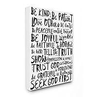 Stupell Home Décor Virtues Black and White Typography Stretched Canvas Wall Art by EtchLife, 16 x 1.5 x 20, Proudly Made in USA