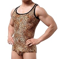 YUFEIDA Men's Tank Tops Leopard Sexy Shirt Sleeveless Vest Top Undershirts