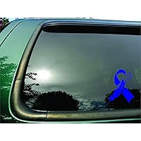 Ribbon Flying Birds Dark Blue Colon Cancer - Die Cut Vinyl Window Decal/sticker for Car or Truck 5.5