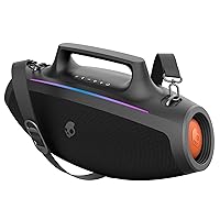 Barrel Bluetooth Boombox Speaker – Water-Resistant Wireless Portable Speaker, with LED Lightshow Mode, 12 Hour Battery, Multi-Link, & USB-C & USB-A Output Charging