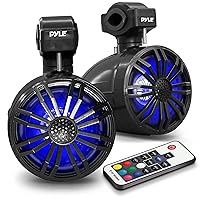 Pyle Bluetooth Waterproof Off-Road Speakers - 3.5” 40W Marine Grade Woofer Sound System w/RGB Light, Full Range Outdoor Audio Stereo Speaker for Motorcycle, ATV, Jeep, Boat, Includes Brackets (Black)