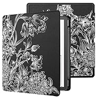 WALNEW Case Cover for 10.2-inch Kindle Scribe (2022 Released), Smart PU Leather Cover with Pen Holder and Auto Wake/Sleep for 10.2” Amazon Kindle Scribe E-Reader (Black Flower)