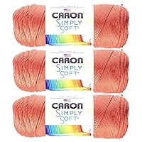 Bulk Buy: Caron Simply Soft 100% Acrylic Yarn (3-Pack) ~ Persimmon # 9754~6 oz. Skeins