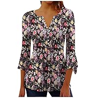 Plus Size Tops for Women Three Quarter Sleeve Fall Shirts 3/4 Length Blouse Tunics to Wear with Leggings