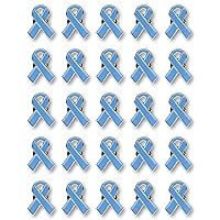 25 Pc Light Blue Awareness Enamel Ribbon Pins With Metal Clasps - 25 Pins - Show Your Support For Addison’s Disease, Grave’s Disease, Men’s Health, Prostate Cancer, Thyroid Disease