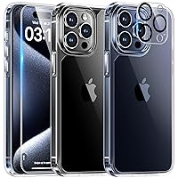 TAURI 5 in 1 for iPhone 15 Pro Max Case Clear, [Not-Yellowing] [Military-Grade Drop Protection] Slim Shockproof Phone Lanyard Case for iPhone 15 Pro Max 6.7 inch