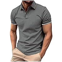 Mens Collared Shirt Short Sleeve Hippie Basic Tees Fashion Golf Shirts Casual Beach Blouses Regular Fit Blouses Summer Top A2