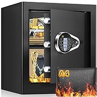 1.8 Cubic Safe Box Fireproof Waterproof FOR HOME USE, Fireproof Safe with Fireproof Money Bag, Digital Keypad and Removable Shelf, Personal Security Home Safe Box for Firearm Money Medicine Valuables
