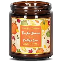 Pumpkin Spice Fall Aromatherapy Candle Non-Toxic Long Lasting | 100% Real Essential Oils, Coconut Wax, Handmade with Love 8oz
