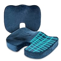 Orthopedic Coccyx Seat Cushion: Premium Memory Foam Pillow for Tailbone Pain & Back Support. Ergonomic & Travel Ready. Premium Hip & Back Support for Office Chair, Cars, & Airplane Seats