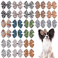 24Pcs/12 Pairs Big Dog Hair Bows Animal Print Zebra Leopard Snake Tiger Peacock Cheetah Snow Leopard Giraffe and Cow for Large Breed Girl Boy Bowknot Topknot Grooming Hair Accessories