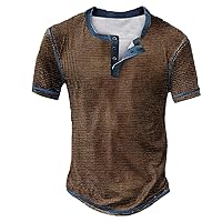 Men's Casual Henley Shirts Button Up Short Sleeve Tshirts for Men Leisure Summer T Shirts Workout Tank Tops
