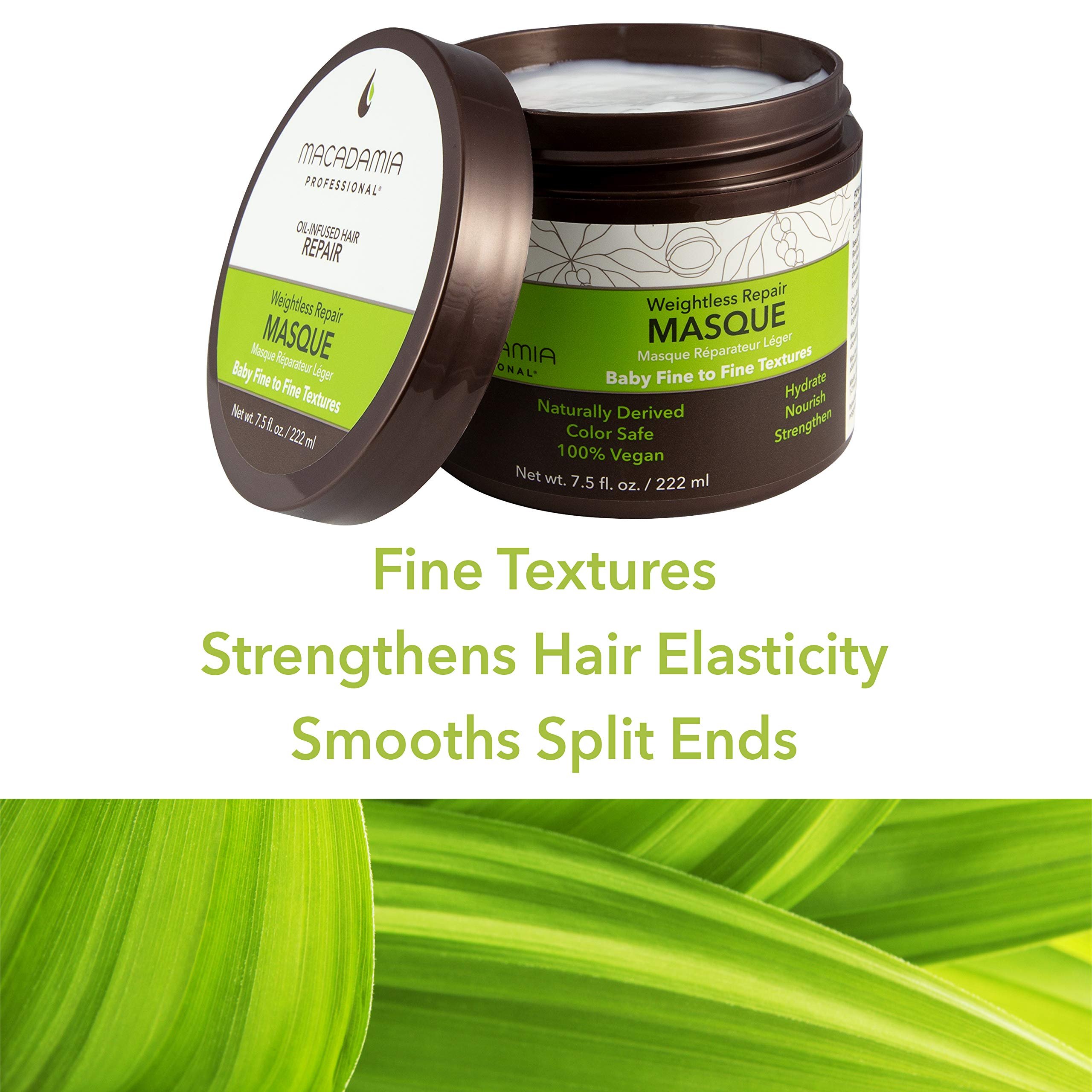 Macadamia Professional Hair Care Products Weightless Repair Hair Masque - For Thin Fine Hair - Color-Safe, Cruelty-Free and 100% Vegan - 7.5 Fl. Oz.