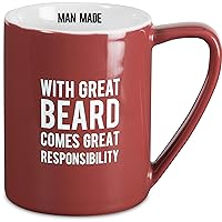 Pavilion Gift Company Man Made With Great Beard Comes Great Responsibility Coffee Mug, 18 oz, Red