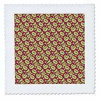 3dRose Two Kisses Collided Lip Smacking Lime Colored Lips Pattern - Quilt Squares (qs_357225_2)