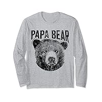 Mens Papa Bear Best Dad Fathers Day Father Pop Men Vintage Long Sleeve T-Shirt