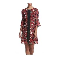 Gabby Skye Women's Boho Floral Dress with Bell Sleeves