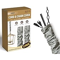 RDI Cord & Chain Cover 4 feet Silk Type Fabric, Chandelier Pendant Lighting Chain & Cable Management, Touch Fastener, Gray - 2 Pack