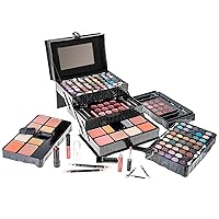 SHANY All In One Makeup Kit (Eyeshadow, Blushes, Face Powder, Lipstick, Eye liners, Makeup Pencils and Makeup Mirror - Makeup Set With Reusable Makeup Storage Box - Black