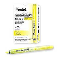 Pentel Handy-line S Retractable and Refillable Highlighter, Yellow 12-Count (SXS15-G)