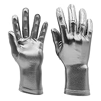 Men's and Women's Shiny Metallic Wrist Length Costume Gloves Halloween Cosplay Hand Accessories