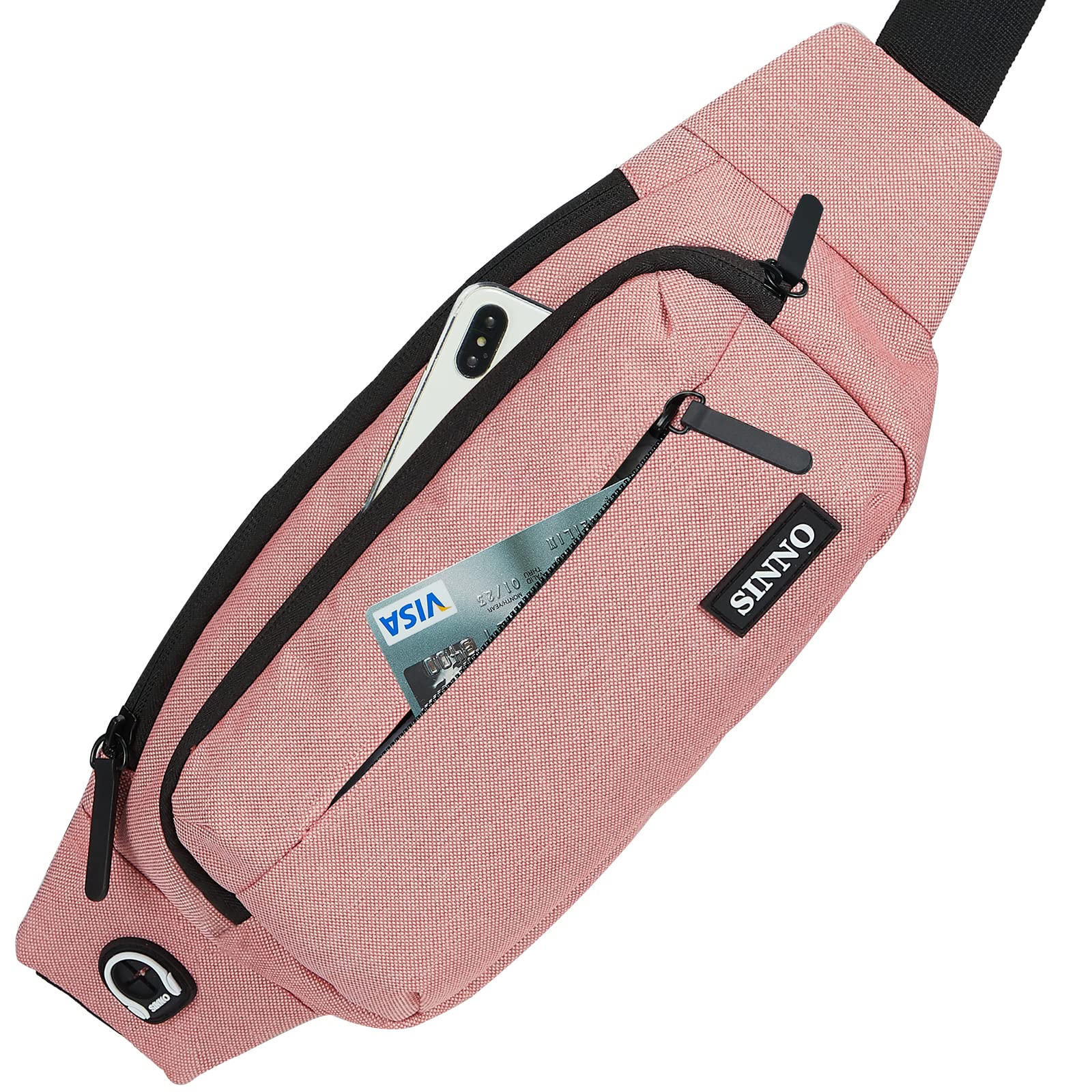 SINNO Large Crossbody Fanny Pack for Women Men Belt Bag With  4-Zipper Pockets for Travel Running Hiking Workout Dog Walking Outdoors  Sport