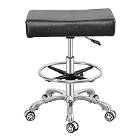 Antlu Adjustable Rolling Swivel Stool Chair for Massage Office Tattoo Kitchen, Work Heavy Duty Stool with Wheels (Black, with Foot Rest)