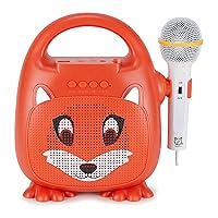 Singimals Kids Karaoke Speaker with Microphone - Unleash Your Child's Inner Superstar, Bluetooth v5.1, 12H Playtime, 5W Speaker, Multicolor LED Lighting, Asher The Fox