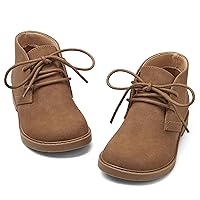 Coutgo Boys Girls Chukka Boots Comfort Round Toe Outdoor Lace Up Ankle Booties(Toddler/Little Kid/Big Kid)