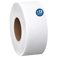 Scott® 100% Recycled Fiber High-Capacity Jumbo Roll Toilet Paper, Bulk (67805), 2-Ply, White, Non-perforated (1,000'/Roll, 12 Rolls/Case, 12,000'/Case)