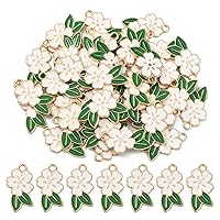 UR URLIFEHALL 100 Pcs White Flower Enamel Charms Blossoms Flower Charms Pendants for Necklace Bracelet Earring DIY Jewelry Accessories