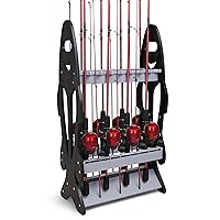 Fishing Rod Holder - Fishing Gear Pole Holder for 16 Rod and Reel Combos - Vertical Fishing Rod Rack Floor Storage