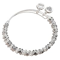 Alex and Ani Wing Beaded Bangle Bracelet, Shiny Silver Finish, 2 to 3.5 in