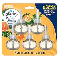 PlugIns Refills Air Freshener, Scented and Essential Oils, Coastal Sunshine Citrus, 3.35 Fl Oz x 5 Glade® PlugIns® Scented Oil Air Freshener Refill, Coastal Sunshine Citrus™, 0.67 oz, 5 ct