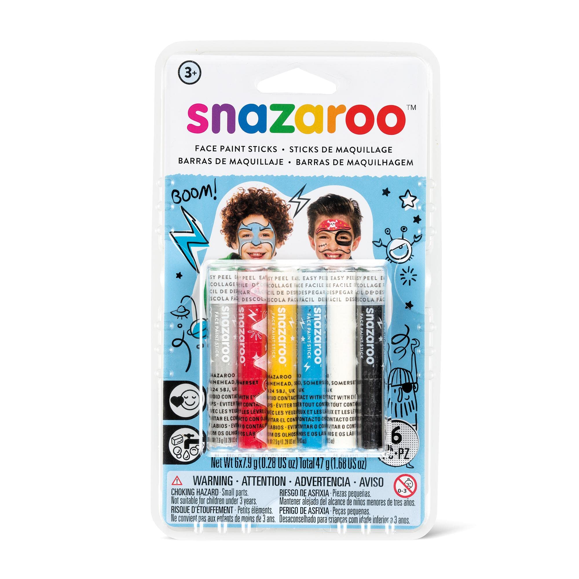 Snazaroo Face Painting Sticks, Set of 6, Adventure