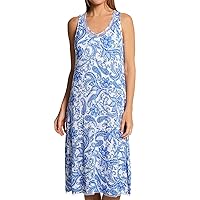 ELLEN TRACY Women's 8225580 Paisley Sleeveless Mid Gown with Soft Bra