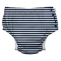 i play. by green sprouts Reusable, Eco Snap Swim Diaper with Gussets, UPF 50, 5T, Navy Stripes, Patented Design, STANDARD 100 by OEKO-TEX Certified