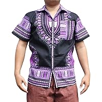 RaanPahMuang Pure Cotton Hawaiian Shirt Large Collar in African Dashiki Artwork