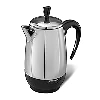 Farberware Electric Coffee Percolator, FCP280, Stainless Steel Basket, Automatic Keep Warm, No-Drip Spout, 8 Cup