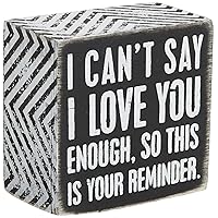23238 Chevron Trimmed Box Sign, 3 x 3-Inches, I Love You