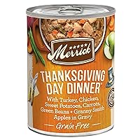 Merrick Grain Free Wet Dog Food, Premium Gluten Free Canned Adult Dog Food, Thanksgiving Day Dinner - (Pack of 12) 12.7 oz. Cans