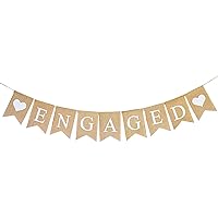 Burlap Engagement Party Decorations, Pre-strung Engagement Banner, Rustic Engaged Banner Sign Bunting Garland