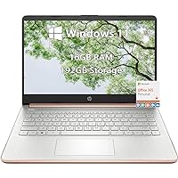 HP-14inch Laptop-Windows11 Laptop-School - Microsoft Office 365 - Quad-core Intel Processor - Long Battery Life - Ultralight Laptop for Student- Mini Laptop (Rose Gold, 16GB RAM |192GB Storage)
