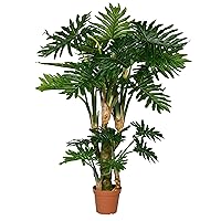 AMZ-F1008-160-91 Large Philodendron Indoor Outdoor w/Pot, 63 Inch Tall, Green Artificial Plant