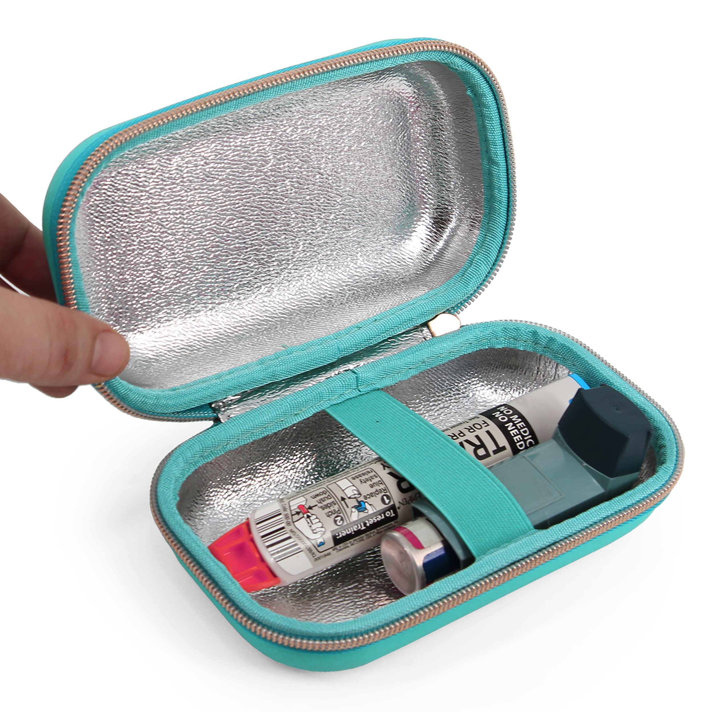 CASEMATIX Turquoise Asthma Inhaler Case for Travel Fits Spacer , Mask and Accessories, Includes Case Only