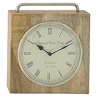 Mango Wood Clock with Silver Top Handle, 10