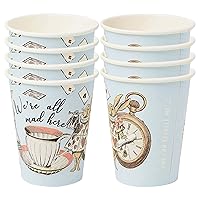 Talking Tables 8 x Blue Alice in Wonderland Paper Disposable Cups | Mad Hatter Themed Party Supplies for Afternoon Tea Party, Onederland Birthday, Mother's Day, Baby Shower, 100% Recyclable