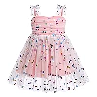 IMEKIS Toddler Baby Girl Birthday Princess Dress Shiny Confetti Boho Rainbow Cake Smash Photo Shoot Outfit for 1-6T